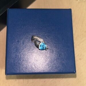 10k WG Blue Topaz w/Diamond Pendant